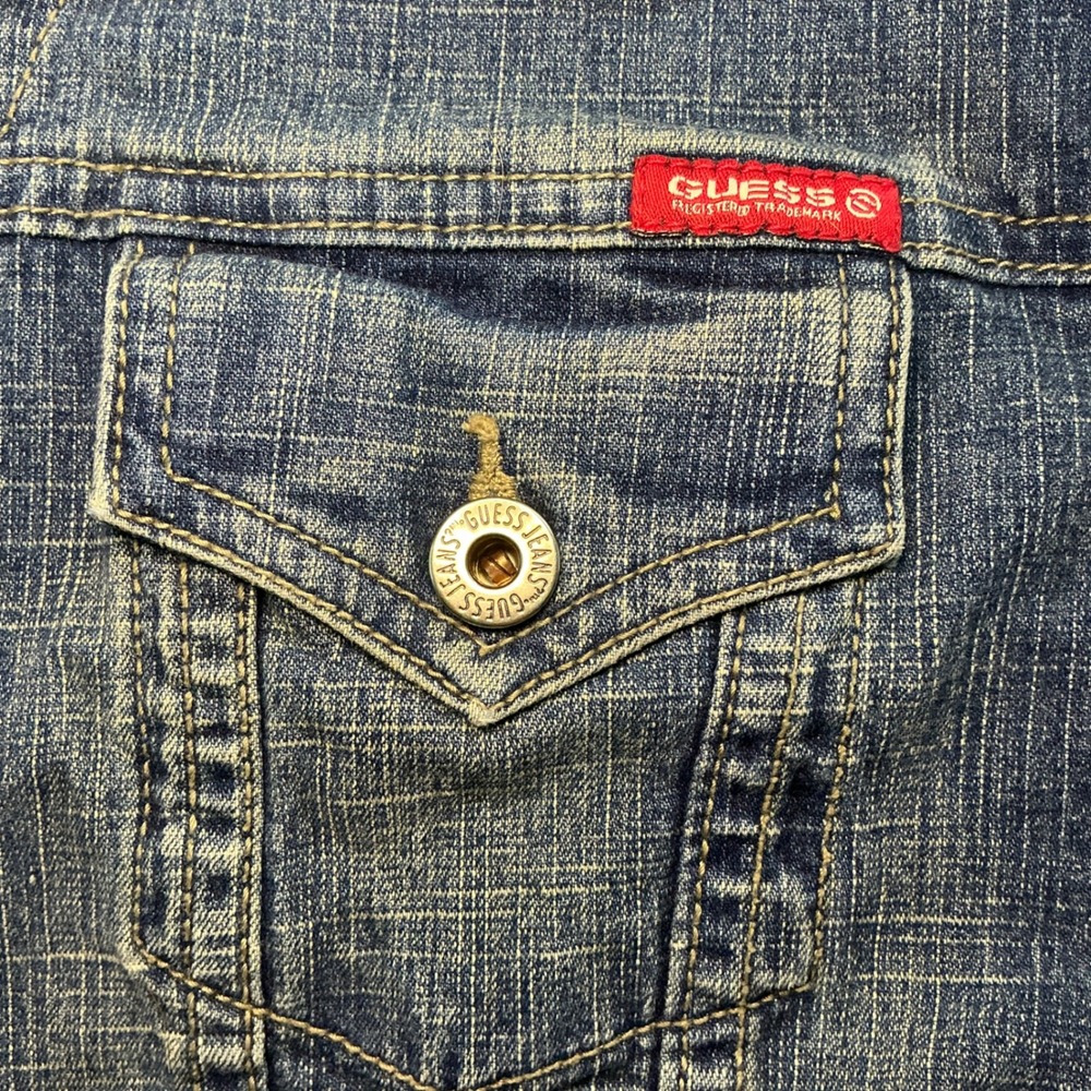 Guess Jeans Womens Blue Denim Trucker Jacket XL Stretch - Picture 14 of 16
